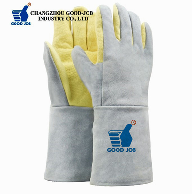 Cow Leather Aramid Fiber Gloves 500℃ Heat Resistant High Temperature Operating